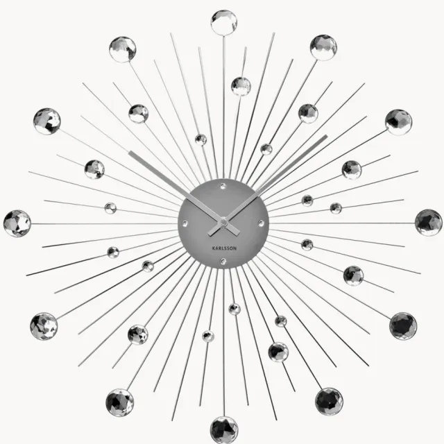 Karlsson Wandklok Sunburst Zilverkleurig