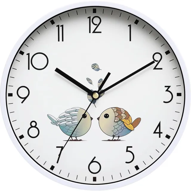 Unyqoos Stille en stijlvolle wandklok met retro design voor elke kamer, wit, 20 cm