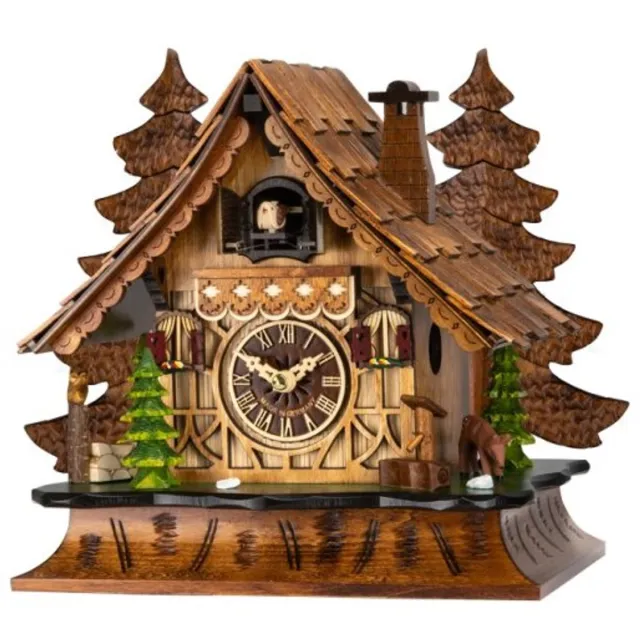 Engstler 40910_Q - Koekoeksklok - Kwarts - Notenhout - 27 cm Bruin