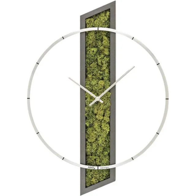AMS houten wandklok met quartz-uurwerk zilver