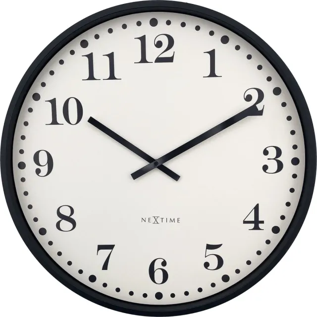 NeXtime Dickens Large – Wandklok – 50 cm – Plastic – Zwart/Wit – Stil Room