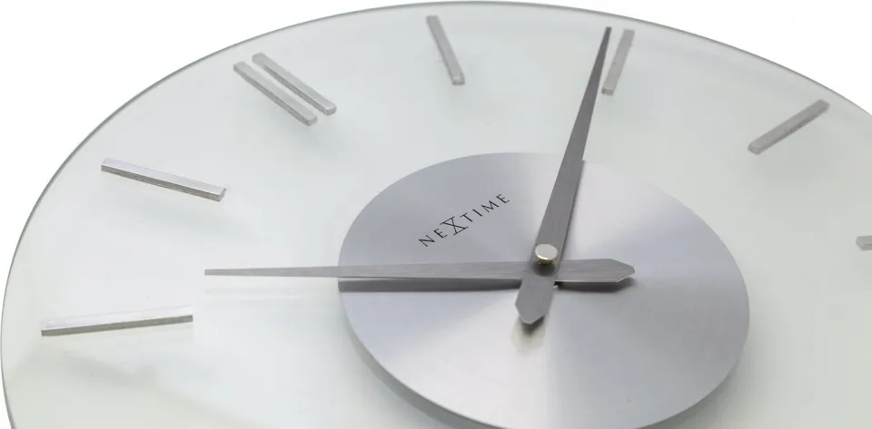 NeXtime Clocks Nextime wandklok- 26 cm - Aluminum - Glas - Stripe - 31 cm transparant, foto 6