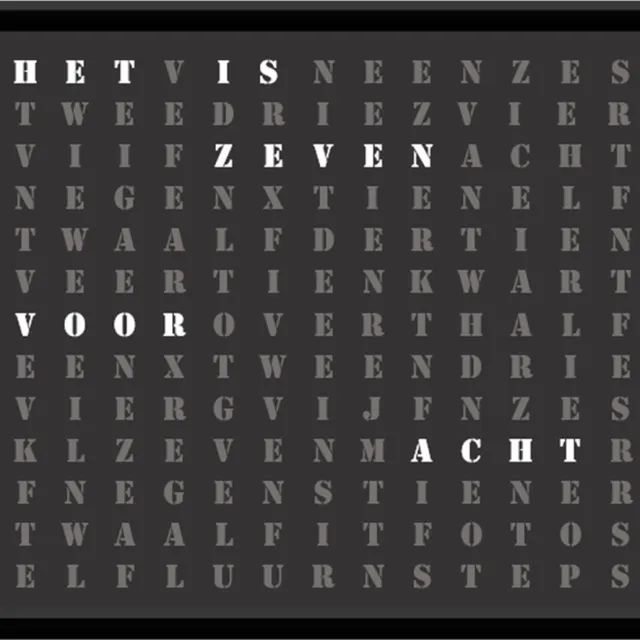 Jouwwoordklok Wi-Fi Woordklok-27 x 27 cm-Lettertype Robuust-Kado-Relatiegeschenk zwart