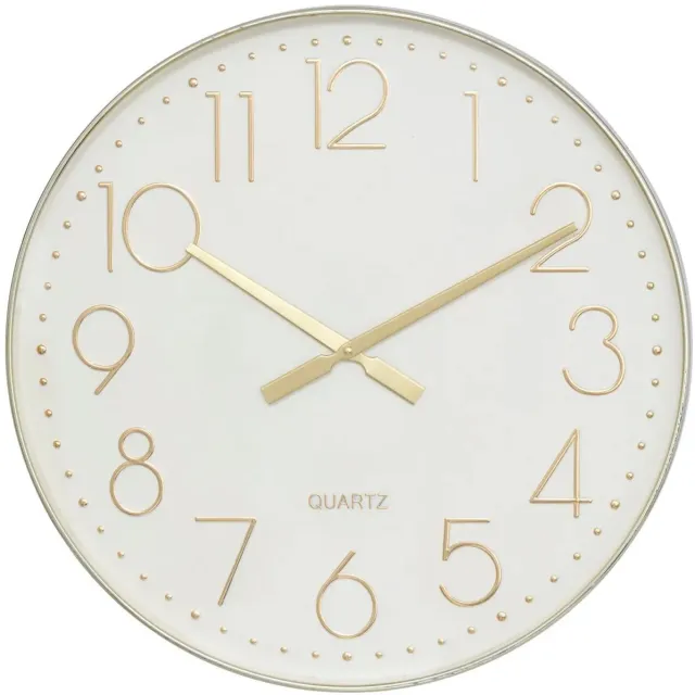 Atmosphera Wandklok / Muur klok Mondello - Dia 51 cm - kunststof - wit/goud - keuken/kamer/kantoor