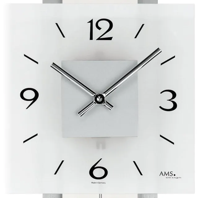 AMS 7302 Pendule Wandklok Stille Moderne Woonkamer Hout Metaal Glas