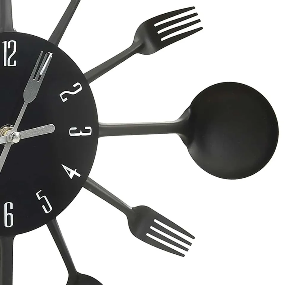vidaXL Wandklok lepel-en-vork 40 cm aluminium zwart, foto 4