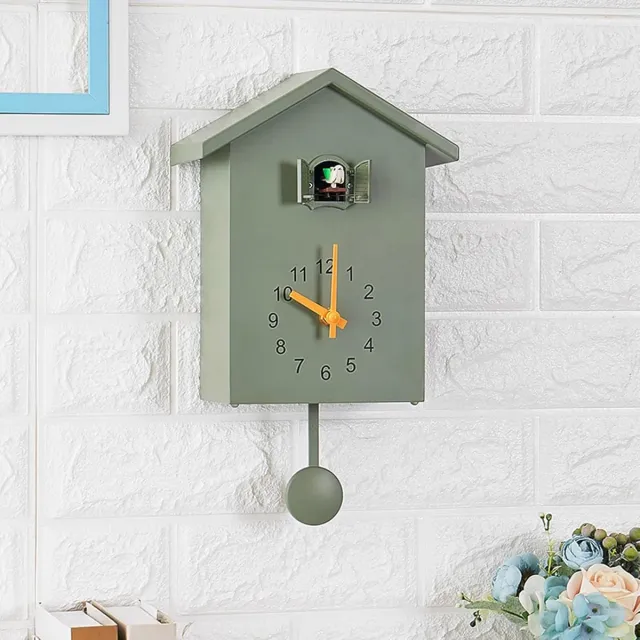 Lexium Store Lexium Koekoeksklok Modern - Minimalistische Koekoeksklok - Koekoek - Cuckoo Clock - Wandklok Groente