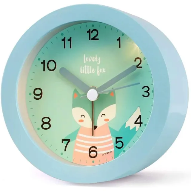 oneay Klok met nachtlampje - Stille, schattige wekker met dierenprint en nachtlampje, zacht tikken en luid rinkelen. Groen