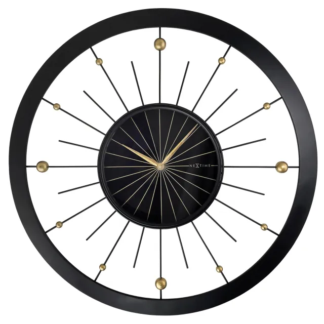 Nextime Wandklok 90cm-Geruisloos-Zwart-Metaal-NeXtime 'Orbit Large'