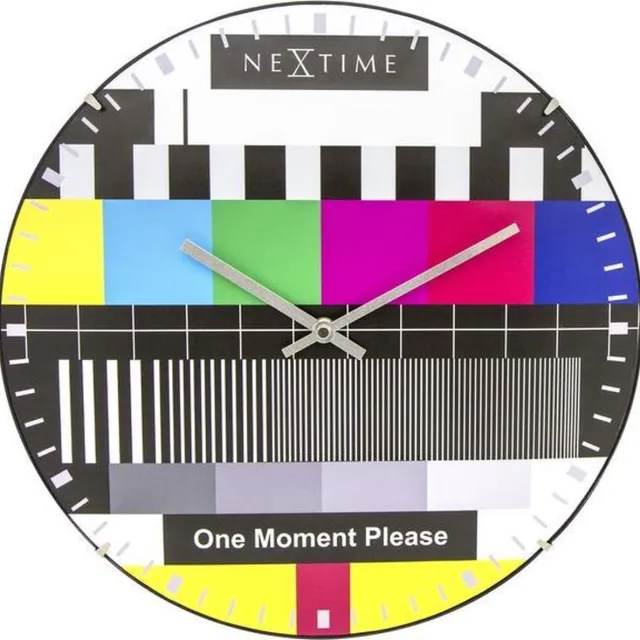NeXtime NE-3162 Wandklok Dia. 35 Cm, Bol Glas, Multi-color, 'Testpage Dome' Neutraal