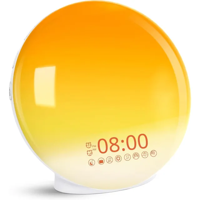 Warmara Wake Up Light Wekker - Wake Up Light - Lichtwekker - Geel - 19cm x 19cm x 10cm Geel.