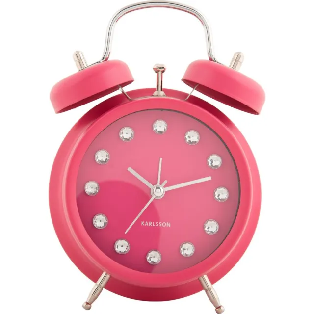 Karlsson Wekker Glam Diamonds - Roze - 11.8x5.7x17cm - Scandinavisch - Wekker voor slaapkamer - Wekkers
