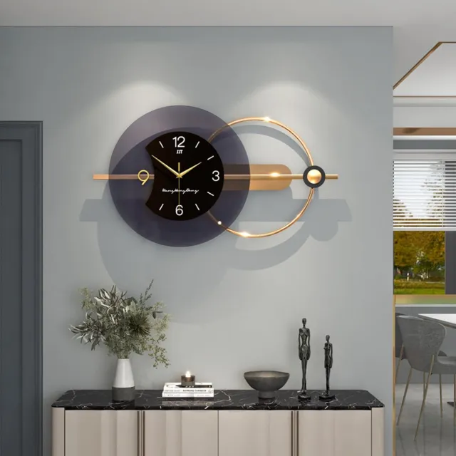 Famanu Grote wandklok XXL - Geen tikkende geluiden - Geruisloos design - Ronde metaal uitvoering