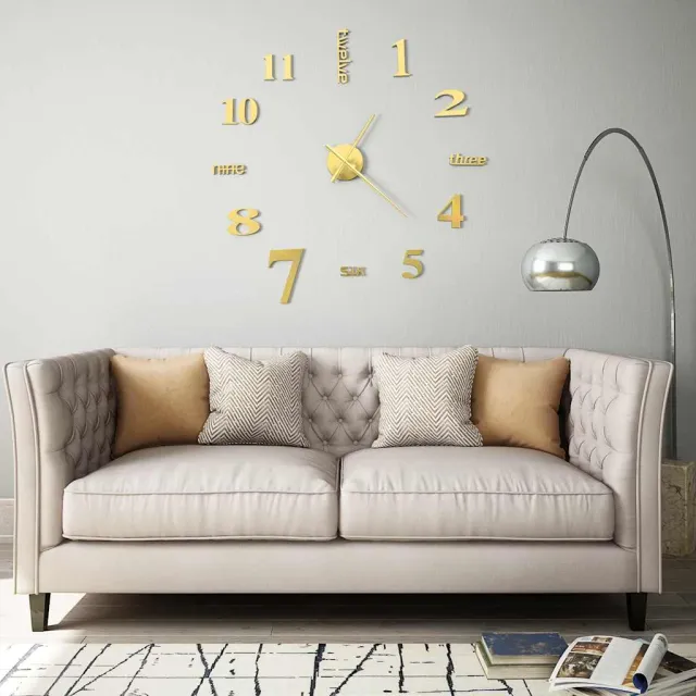 vidaXL 3D-wandklok 100 cm XXL modern goudkleurig, foto 2