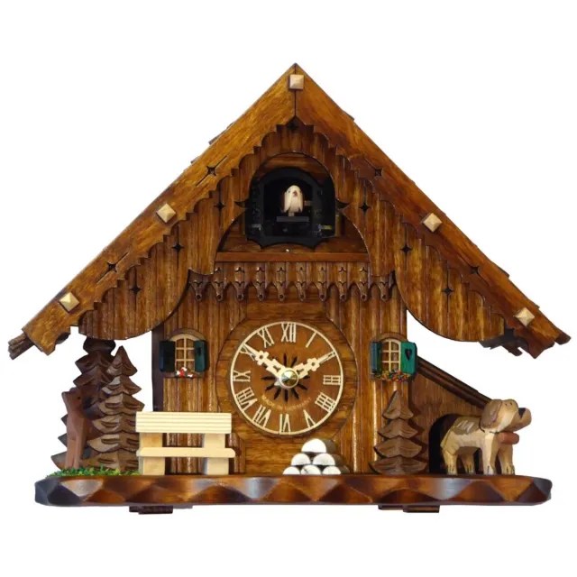 Engstler 40510_Q - Koekoeksklok - Kwarts - Notenhout - 22 cm Bruin