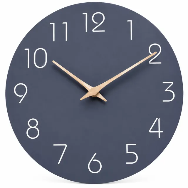 SWGOTA Ronde wandklok 30 cm met stil uurwerk - Grijze wijzerplaat, witte cijfers en lichtgekleurde wijzers Grijs