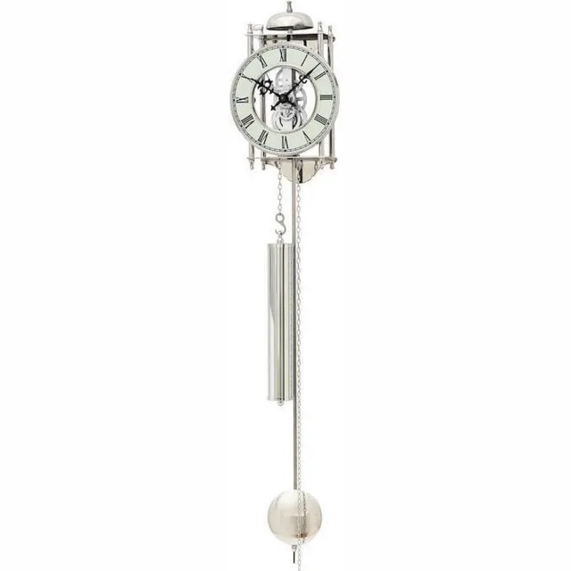 AMS 304 Mechanisch wandklok met slinger Zilverkleurig