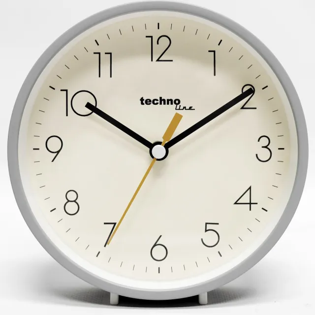 Technoline Model H GREY - Wandklok - Tafelklok - Analoog - Quartz - Rond - Kunststof - Grijs