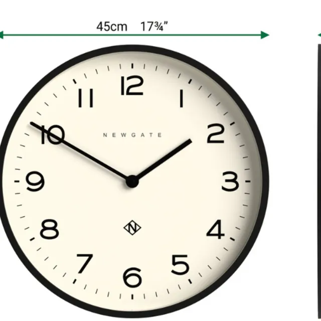 Newgate Number Two Echo - Wandklok - Zwart
