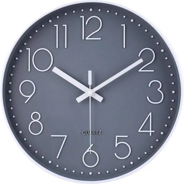 TYME Wandklok Modern - Goed leesbaar - Stille 30cm Klok - Analoog - Stil Uurwerk - Muurklok - Quartz - Grijs Wit