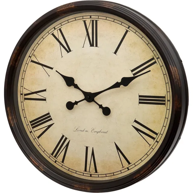 Famanu Grand Centraal Station Extra Grote 50cm / 20-Inch Wandklok in Crème (Zwart)