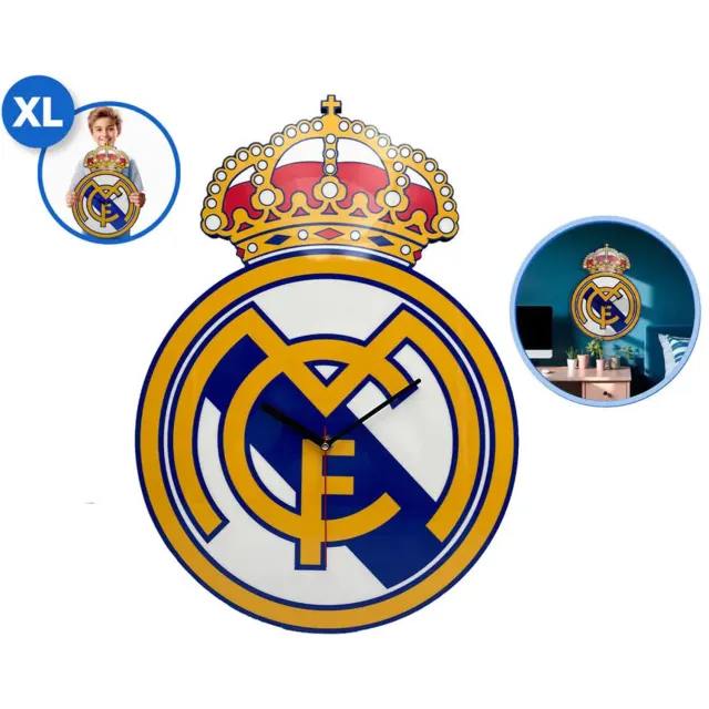 Real Madrid C.F. Real Madrid wandklok – 30,5 cm – stijlvolle muurklok voor voetbal fans – modern design – wit Blauw