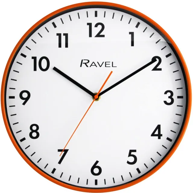 Ravel Moderne 30cm Wandklok voor Kantoor en Keuken - Analoog Quartz - RWC.30.8 - Oranje