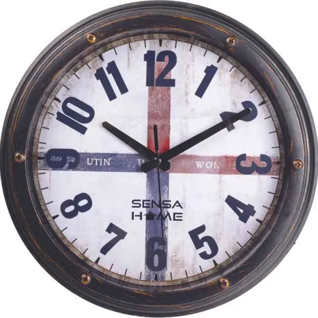 SensaHome Wandklok Utin - Klassieke Wandklok met Stille uurwerk - Landelijke design - 30cm Bruin