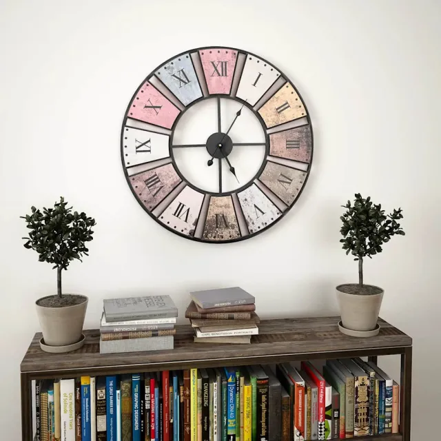 vidaXL Wandklok vintage-stijl quartz-mechanisme XXL 60 cm metaal meerkleurig, foto 2