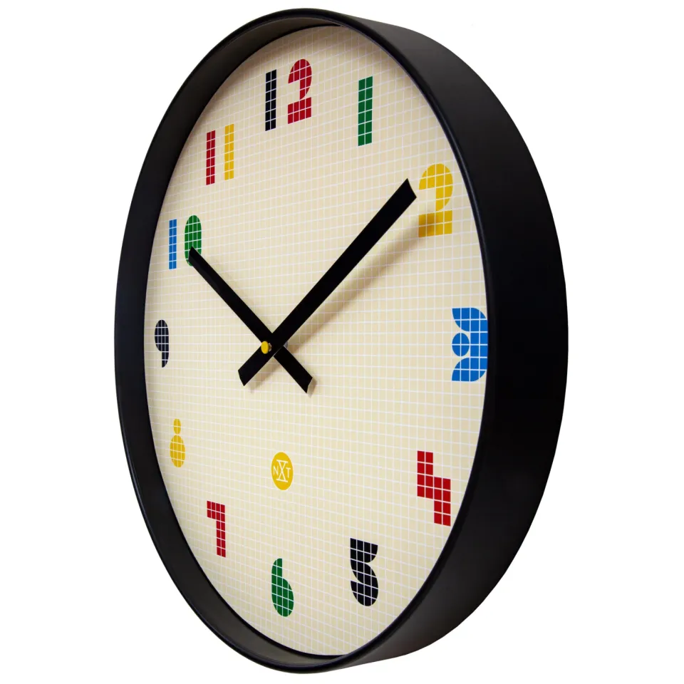 Nextime Wandklok 35 cm - Stil - Zwart/Multikleurig - ABS - nXt 'Bit', foto 4