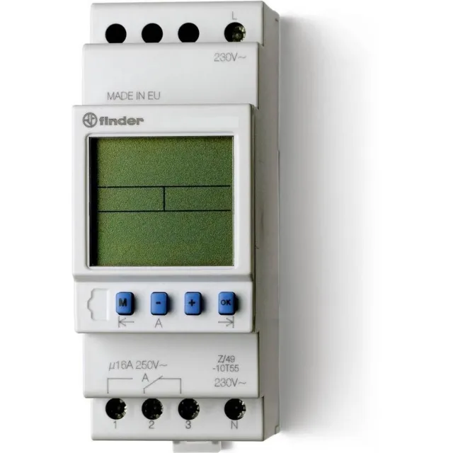 Finder 12 Digitale schakelklok vr paneelbouw Wit