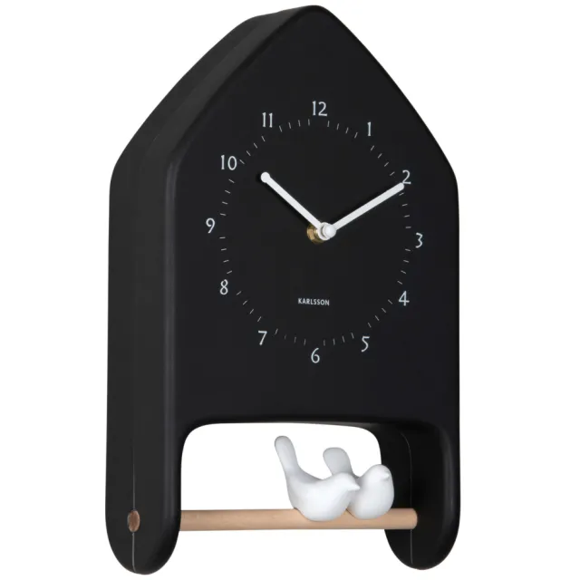 Karlsson Love Birds wandklok zwart