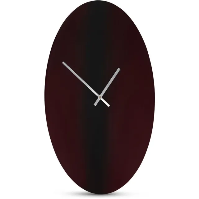 Fameilleur wandklok 34,5xH61cm bordeauxrood/zwart gradient Zone - metalen moderne decoratieve klok, voor woonkamer, keuken en kantoor, woondecoratie voor modern interieur, mooi als cadeau
