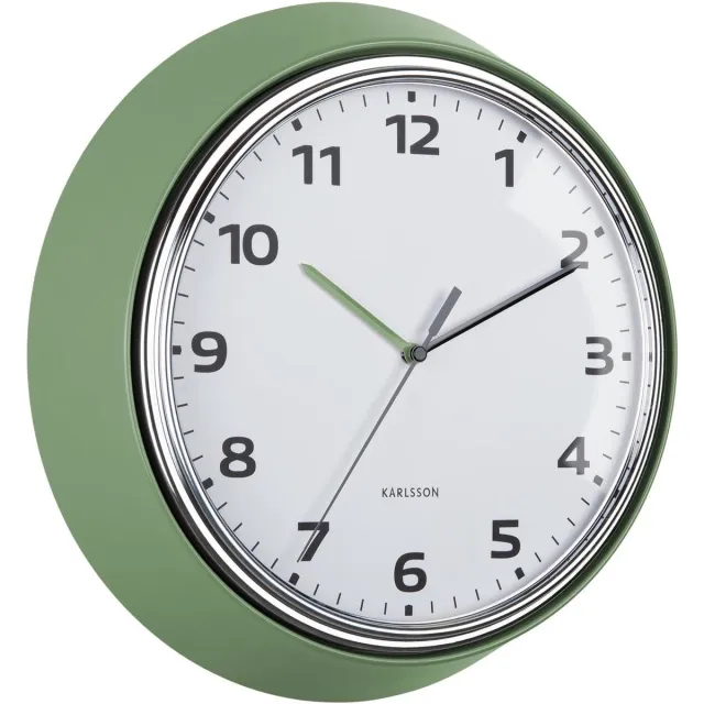 Karlsson Wandklok Modern Retro - Groen - Ø34cm - Wandklok Retro