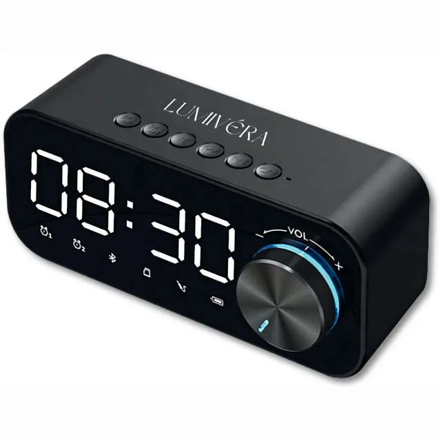 Lumivéra Digitale Wekker - Wekkerradio - Digitale Klok - Digitale Wekker Slaapkamer - Bluetooth Wekker - Zwart Zwart.