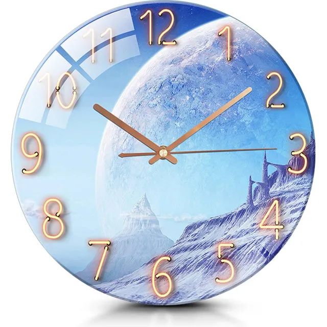 IvoQ Kleurrijke Wandklok Glas 30 cm Planeet