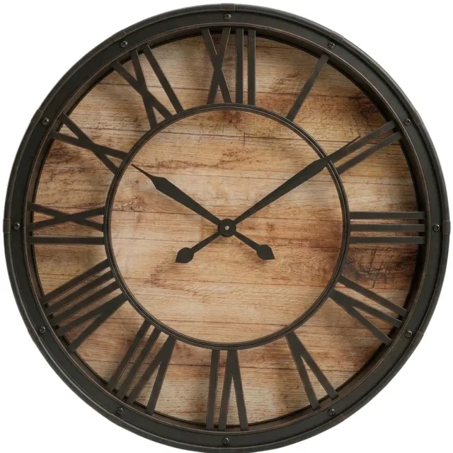 SCENA LIVING Industrieel wandklok ARON, Diameter 39 cm Bruin