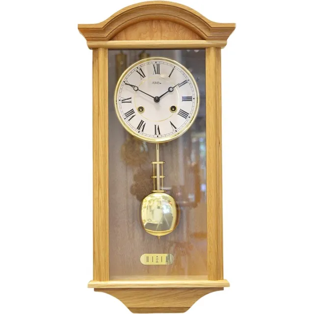 AMS blank eiken regulateur met 8-daags uurwerk en rondgong licht eiken hout