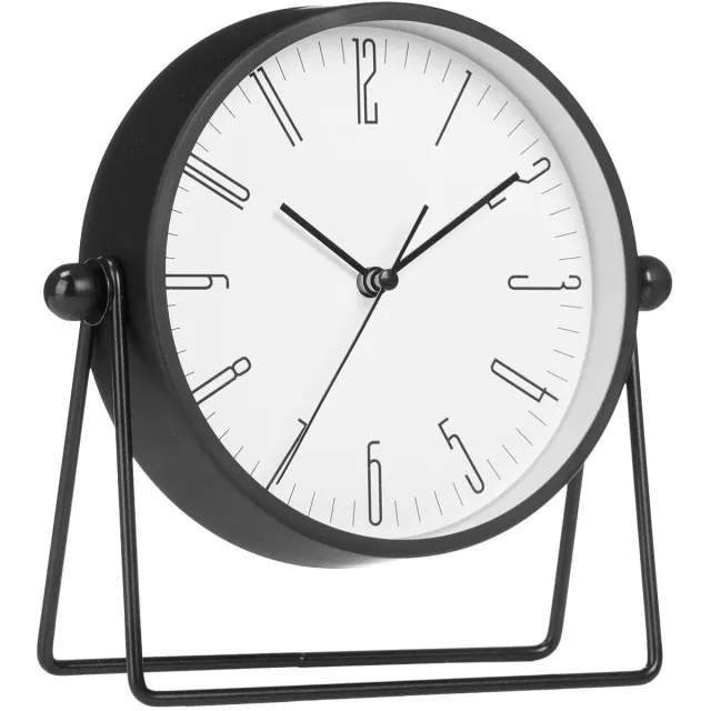 Giftdecor tafelklok station - zwart - D18 cm - metaal - old school/vintage look