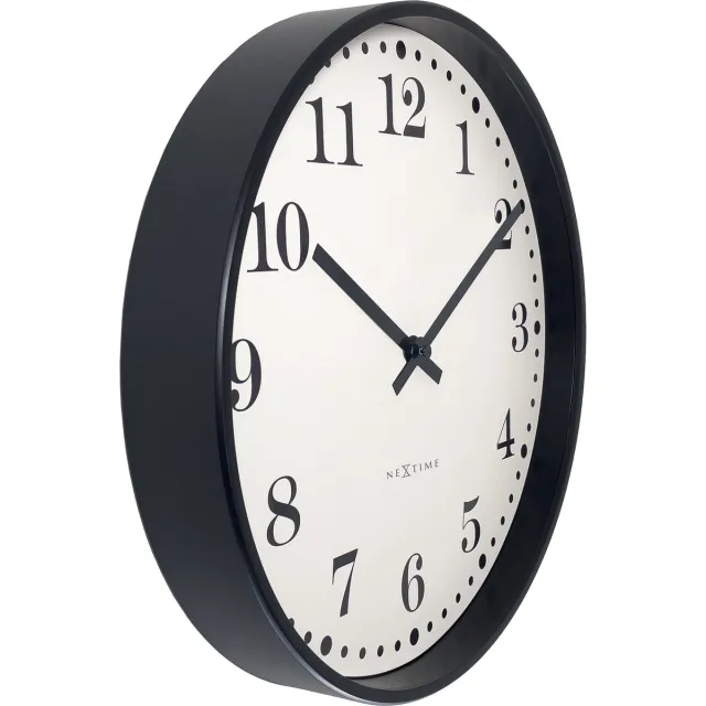 NeXtime Dickens – Wandklok – 30 cm – Plastic – Zwart/Wit – Stil