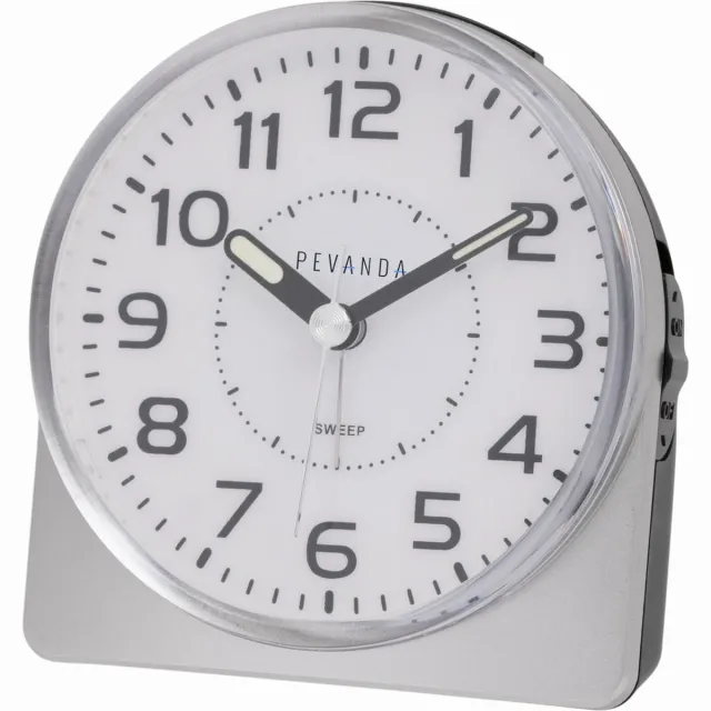 Pevanda RD890-SP METALLIC SILVER - Wekker - Analoog - Lichtgevende metalen wijzers - Kunststof - Alarm - Snooze - Achtergrondverlichting - Zilverkleurig
