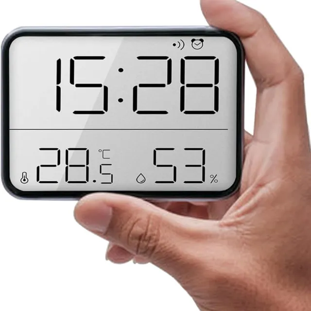 Mrilary Atomic Clock Digitale Wandklok Groot Display, Datum & Temperatuur Vochtigheidsmeting Perfect voor Thuis en Kantoor Gebruik Batterij Bediend