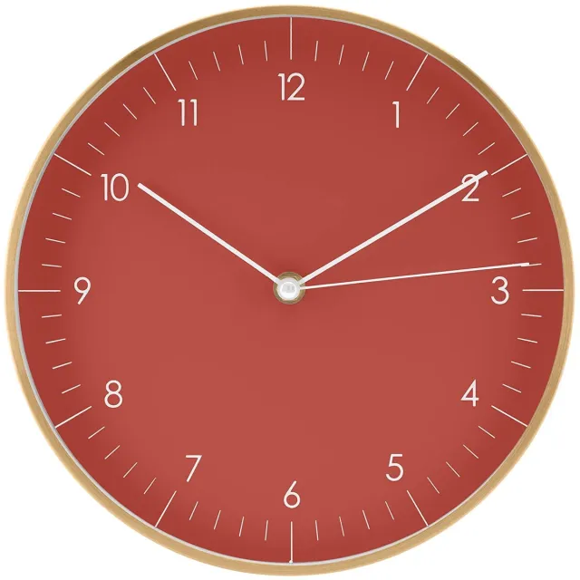 Unyqoos Stijlvolle stille wandklok in rood en goud voor diverse woonruimtes