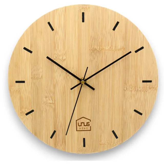 UNUS Wandklok 30 cm rond analoog bamboehout stil natuurkleur naturel