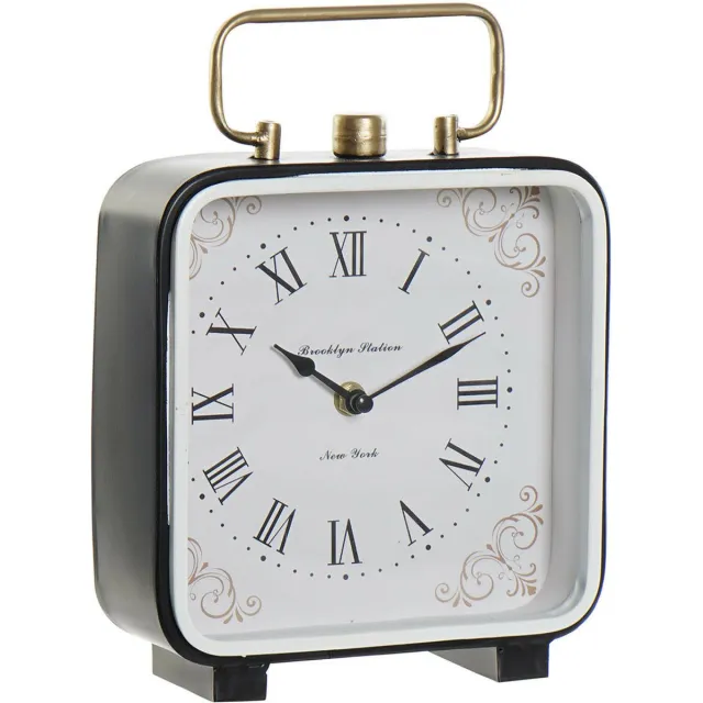 Item International Items Tafelklok Zurich - titanium/wit - H27 cm - Dia klok 19 cm - glas/metaal - stijlvolle standaard - Romeinse cijfers Titanium grijs