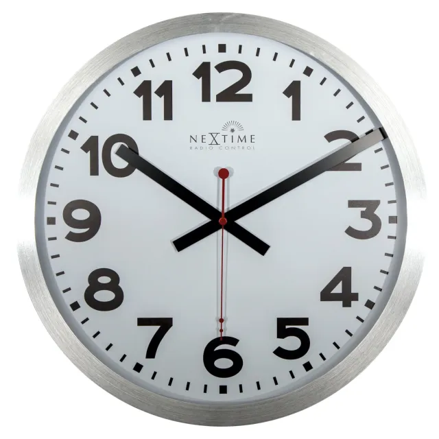 Nextime Wandklok - 35 cm - Aluminium - 'Station radiogestuurde (DCF) cijfers', foto 2