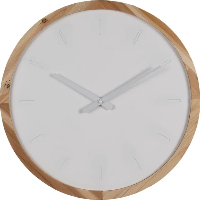 Clayre & Eef Wandklok Ø 50 cm Wit Bruin Hout