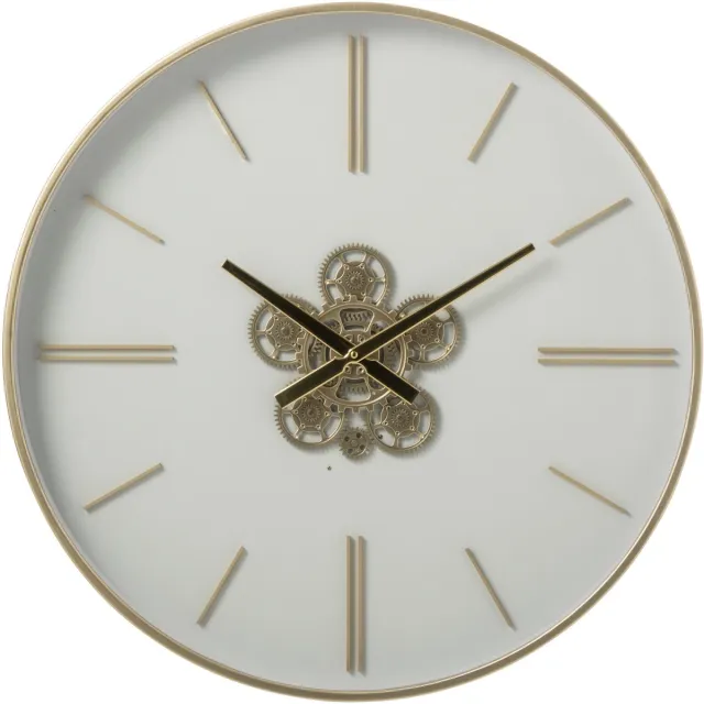 J-Line Wandklok - ijzer - wit/goud - small