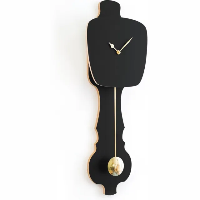 Kloq SE Wandklok met Pendule - Batterijen Inbegrepen - Wanddecoratie - Quartz Beweging - Niet-Tikkend Batterij Aangedreven - Satijnzwart en Glanzend Goud - Groot Satin Black & Shiny Gold