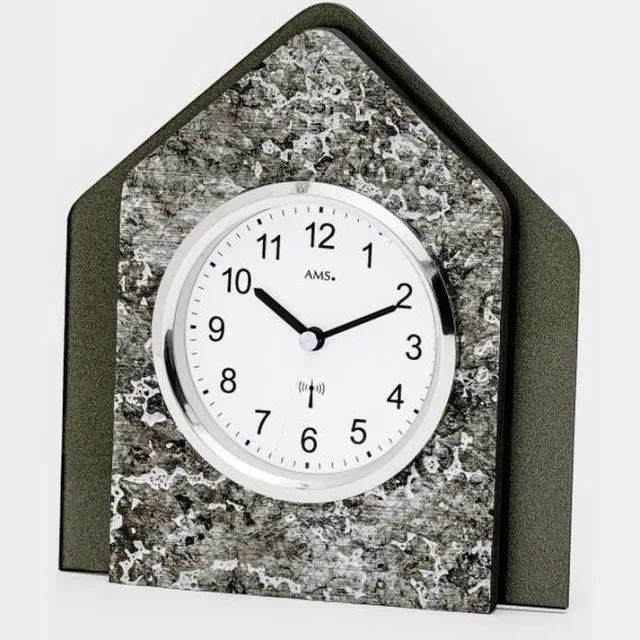 AMS Tafelklok van hout- mat antraciet - radiogestuurd uurwerk 5169
